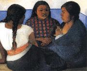 Diego Rivera The Three women and Child oil painting on canvas